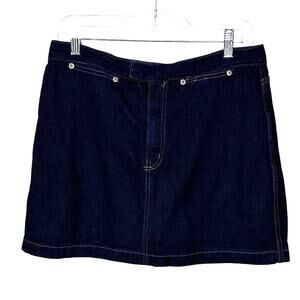 Vintage Y2k size 12 Women mini micro denim jean skirt schoolgirl cowgirl western